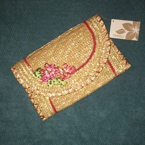 LOVELY NEW CAPPELLI STRAW CLUTCH-10” WIDE 7” TALL